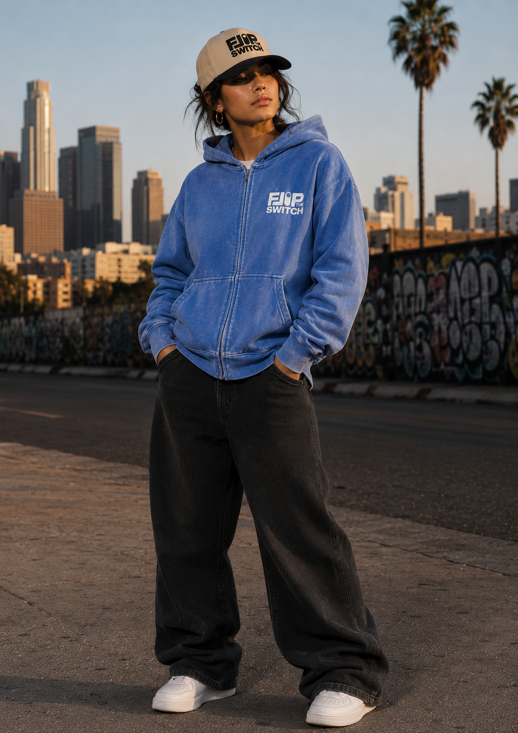Flip The Switch Blue Full Zip Up Hoodie