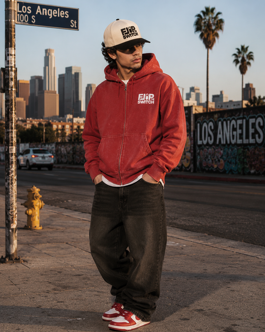 Flip The Switch Full Red Zip Up Hoodie