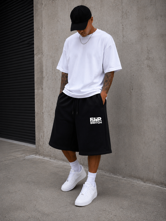 Baggy Fleece Black Shorts